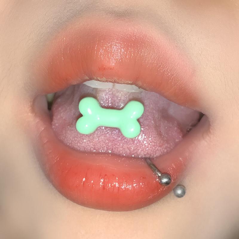 Personalized Cute Bone Tongue Nail Tongue Ring Stainless Steel Tongue Nail Punk Style Body Piercing Jewelry Gifts
