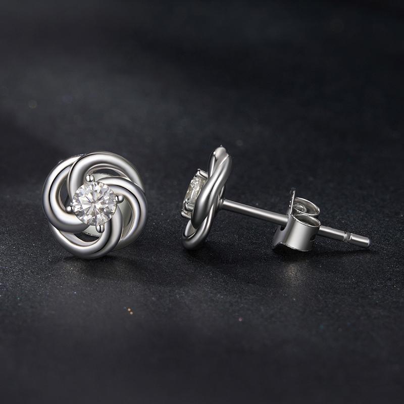 WOSTU Moissanite Mini Daisy Flower Clover Earrings 925 Silver Diamoind Cut Heart Round Wedding Studs Party Gift For Mom Daughter