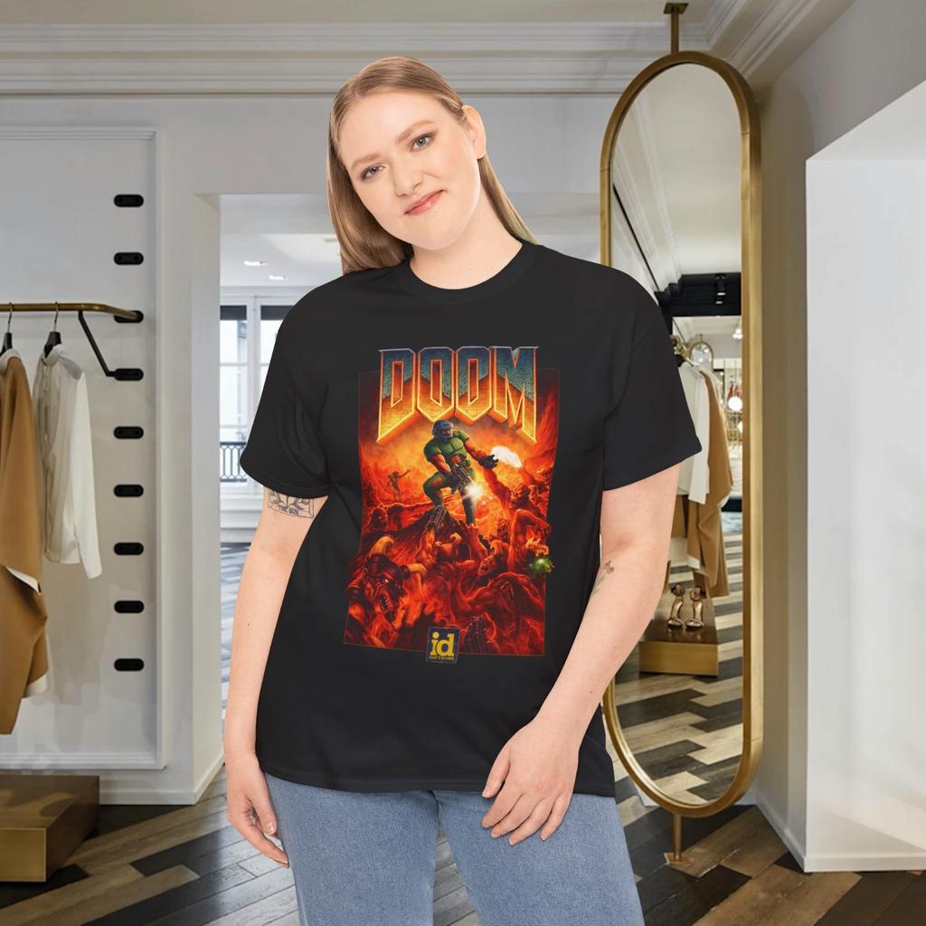 DOOM Classic Game Cover Art T-Shirt Retro Horror