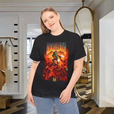 DOOM Classic Game Cover Art T-Shirt Retro Horror