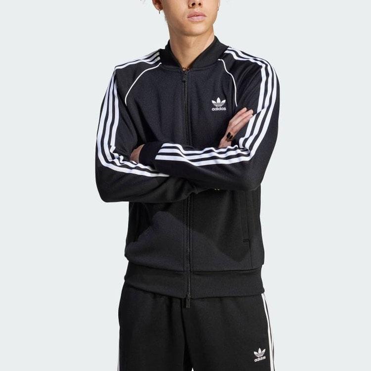 Adidas Originals Trefoil Three-Stripe Color-Block Logo Long Sleeve Jacket Men Outerwear Black IM4545