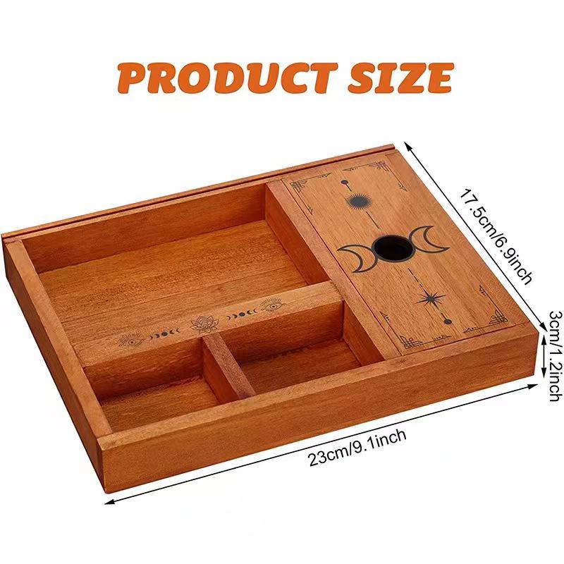 Wooden Tarot Card & Crystal Display Stand with Storage Box