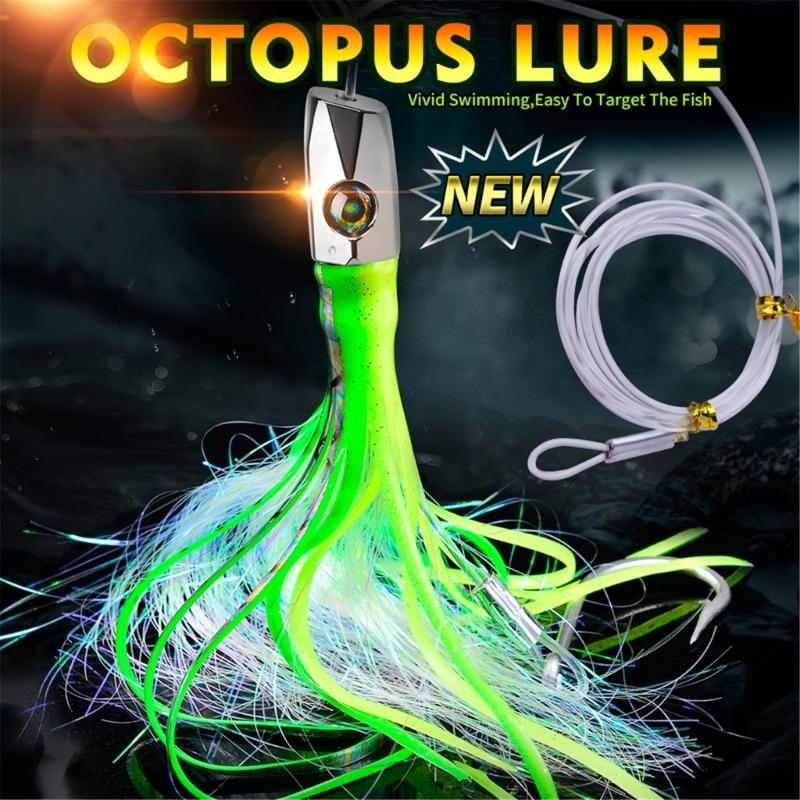 Squid Skirt Trolling Lures Saltwater Octopuses Baits Metal Head Octopuses Squid Skirt Baits Squid Skirt Trolling Lures
