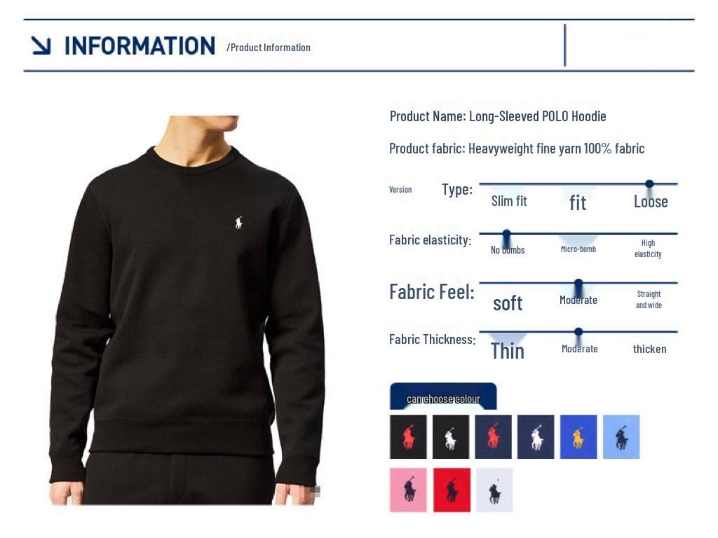 Unisex Casual Thin Spring/Autumn Round Neck Long Sleeve Hoodie with Small Horse Logo