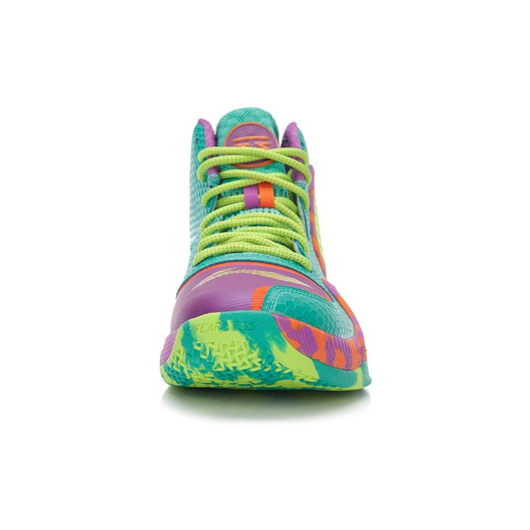 Li Ning Shadow 1 Cloud Cushioning Slip Resistant Coverage Support Mid Top Basketball Shoes Men's Green Yellow Purple ABAL001-1