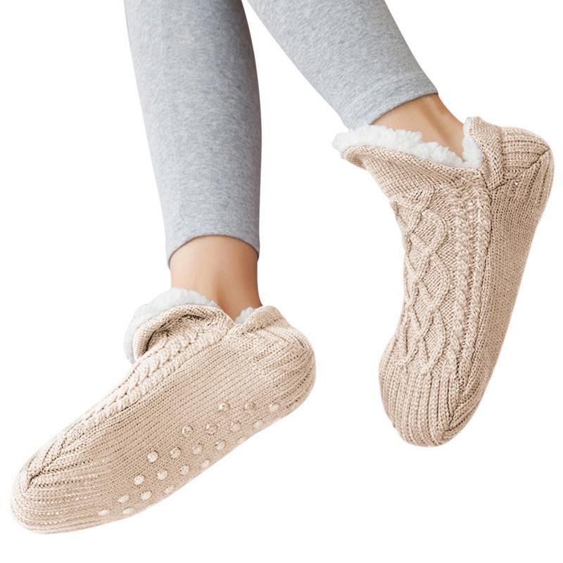 Indoor Winter Floor Socks Women Men Slippers Socks Home Bedroom Sleeping Socks Non-Slip Knitted Fleece Warm Carpet Couple Socks