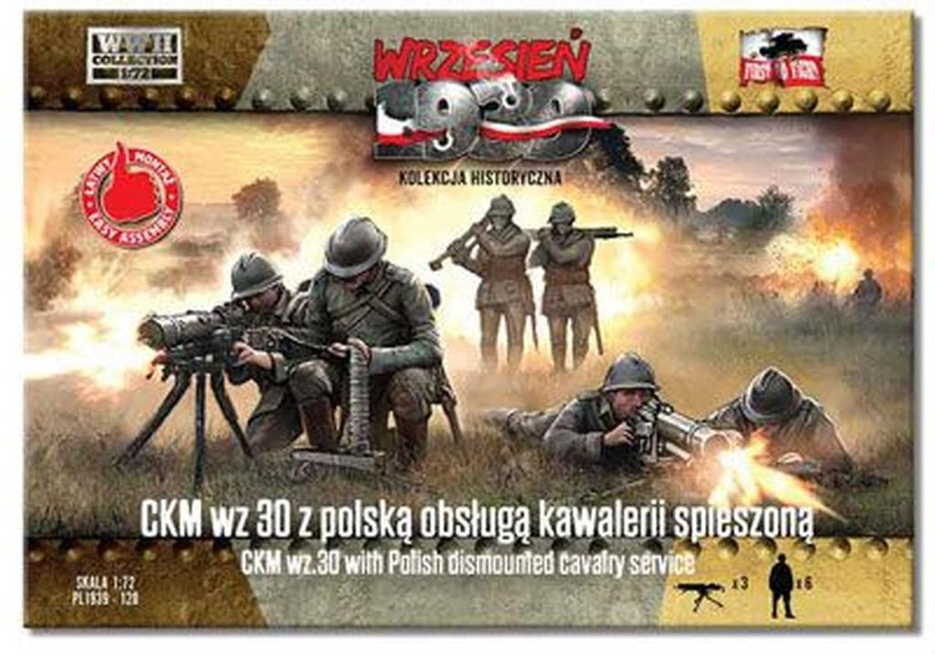 FTF Scale Polish Heavy Machine Gun Infantry Team Plastic Model Kit PF72120 1/72 CKMwz.30 (6-Piece Set) (Personnel)