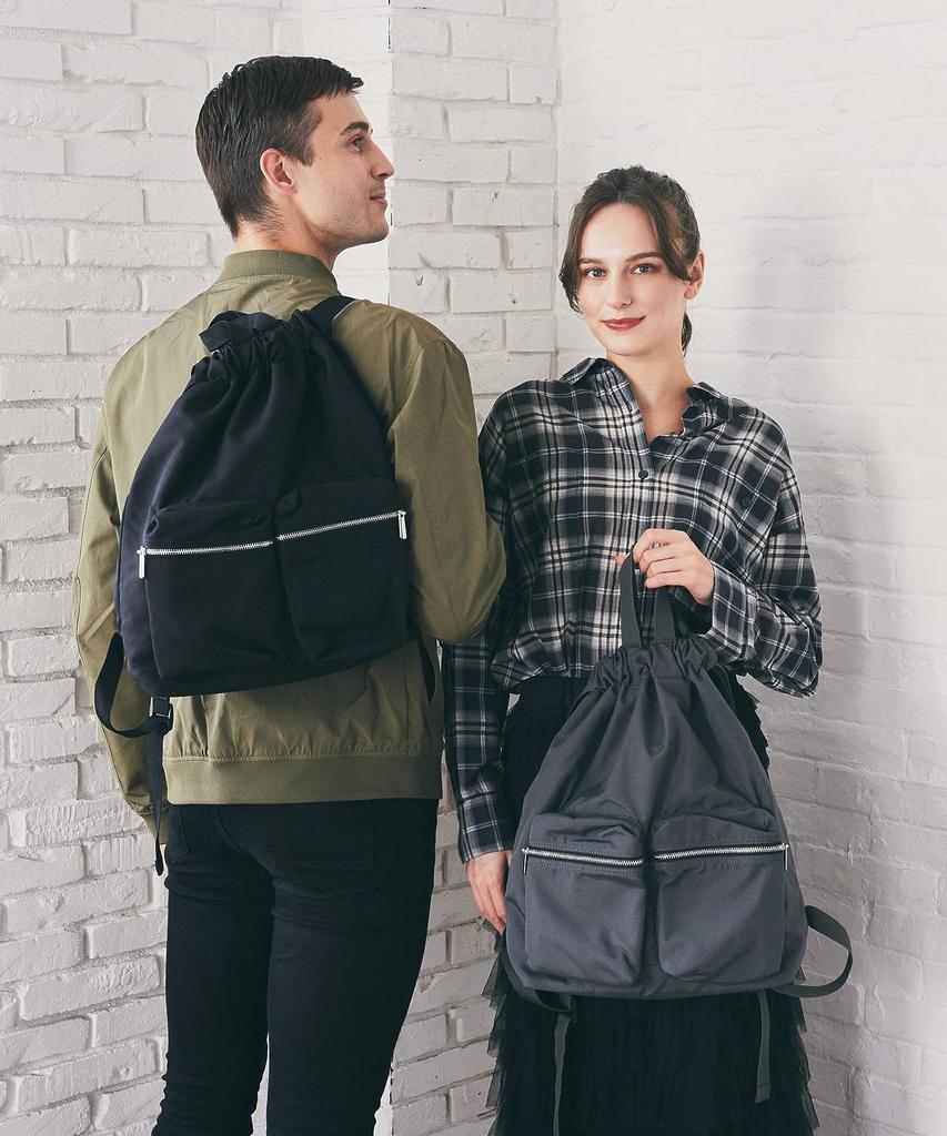 Maison de FLEUR Rucksack mit Kordelzug, Schwarz, 8A43F0J6200