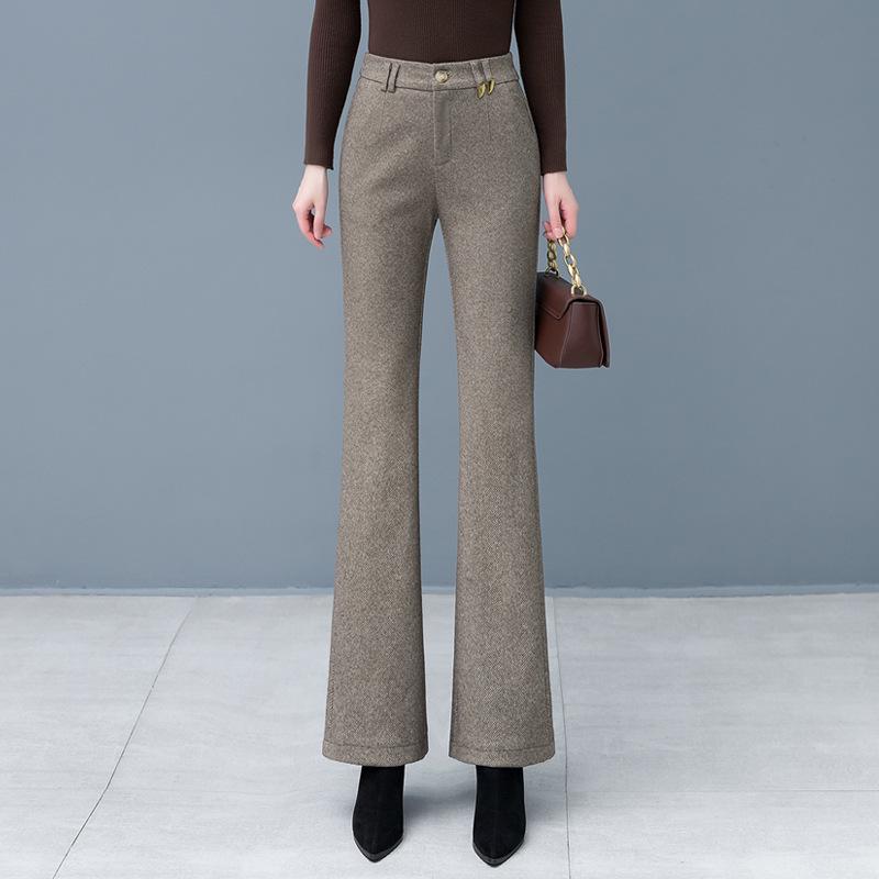 

High-Waisted Women s Wool Flare Pants - New 2025 Autumn/Winter Collection XL: 116-125 lbs коричневый