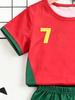 Printed Casual Short Sleeve Top & Shorts Set for Boys, Summer Versatile Outfit
