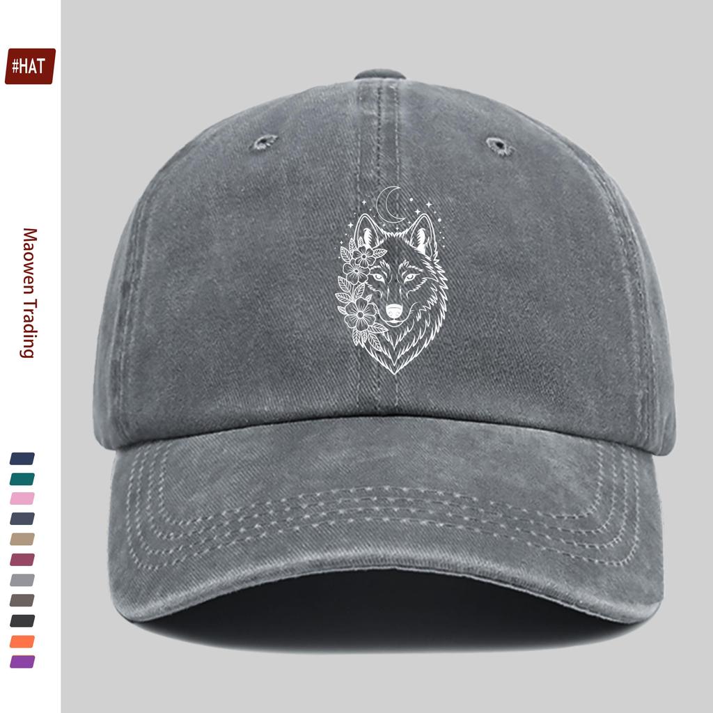 pc Minimalist Line Wolf Head Pattern Print Baseball Cap with Pink Bow Print Design Sun Hat Comfortable And Lightweight Trucker
