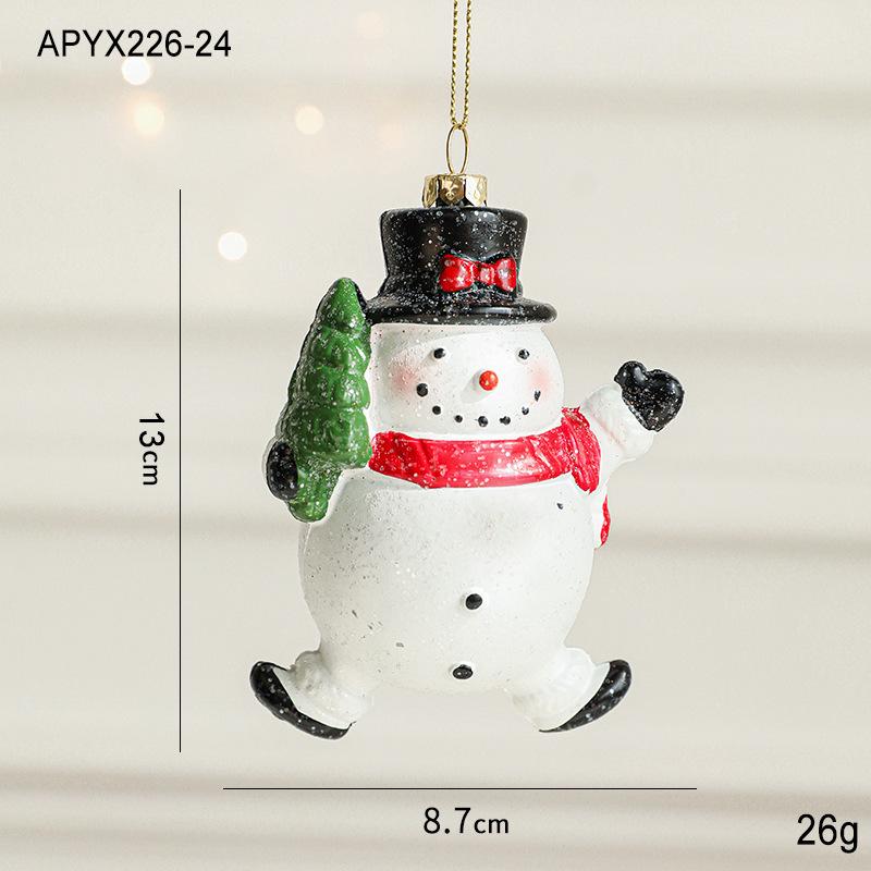 Red & White Painted Wooden House Christmas Ornaments: Car, Gift Cane, Donut, & Cloth Pendants