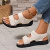 Comemore New Breathable Mesh Round Head Sandals for Women Casual Flat Bottom Roman Style Black Beach Sandalias Femmes