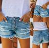 High-Waisted Ripped Washed Denim Shorts - Women's Summer Hot Pants