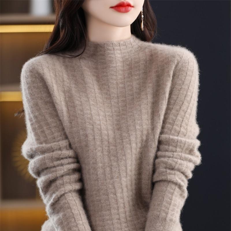 Women's Cashmere Sweater Qinghe Cashmere 30% Cashmere 70% Wool Women's Autumn and Winter Cashmere Pullover Soft and Warm