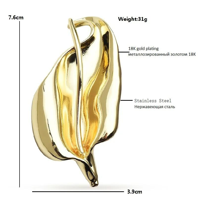 Vintage Lily Flower Leaf Brooches for Women Unisex Luxury 2-color Metal Plants Party Office Brooch Pins Jewelry Gifts 2026