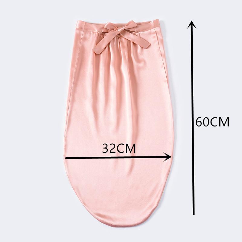 60cm Length 100% Mulberry Silk Bonnets for Women Bandage Sleeping Night Cap Pure Silk Hair Wrap Elastic Headwrap Shower Cap Girl