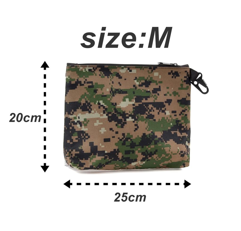 TAKASUE Camouflage Transparent Pouch - Camouflage, for Airsoft, Tools, Small Items, Waterproof, Outdoor, Fishing, Cable Management (M, Digital Camo)