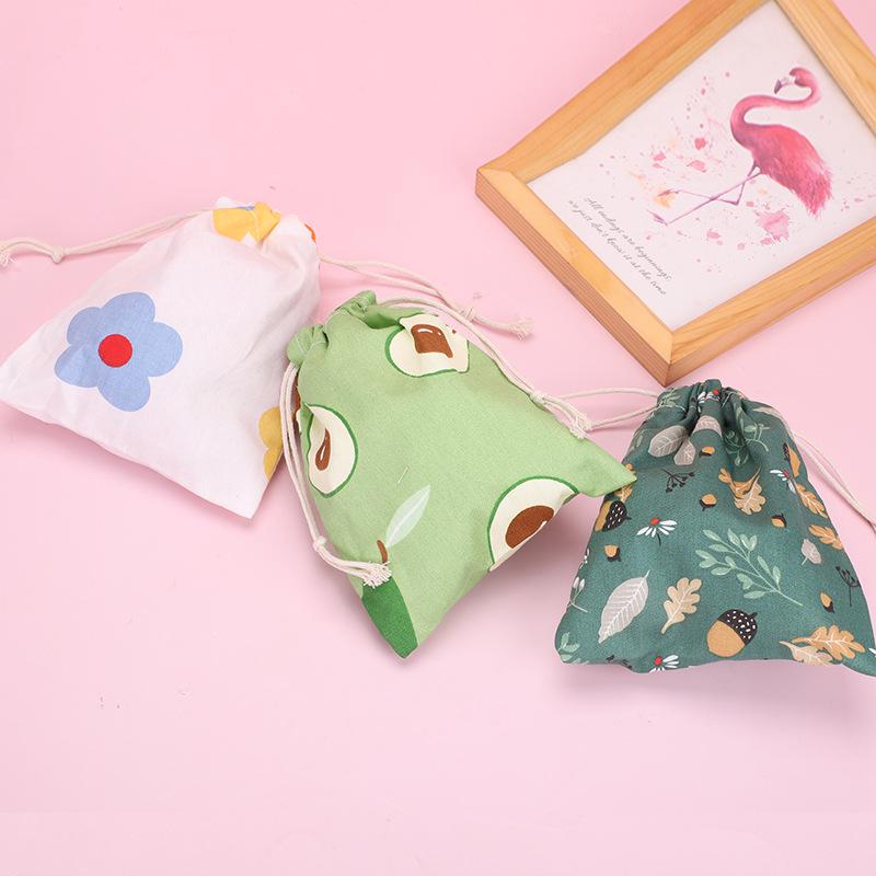 Cute Mini Cotton Drawstring Pouch for Coins, Lipstick, and Earphones