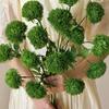 Three-Headed Soft Touch Artificial Green Pom-Pom Flower for Floral Arrangements