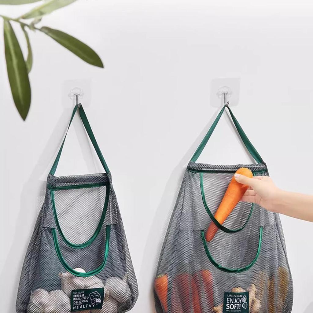 1 Adet Sarımsak, Patates, Soğan İçin Havalandırmalı Fileli Saklama Torbaları - Mutfak ve Kiler İçin Dayanıklı Plastik Askılı Düzenleyici, Gıdayla Temas Etmeyen Güvenli