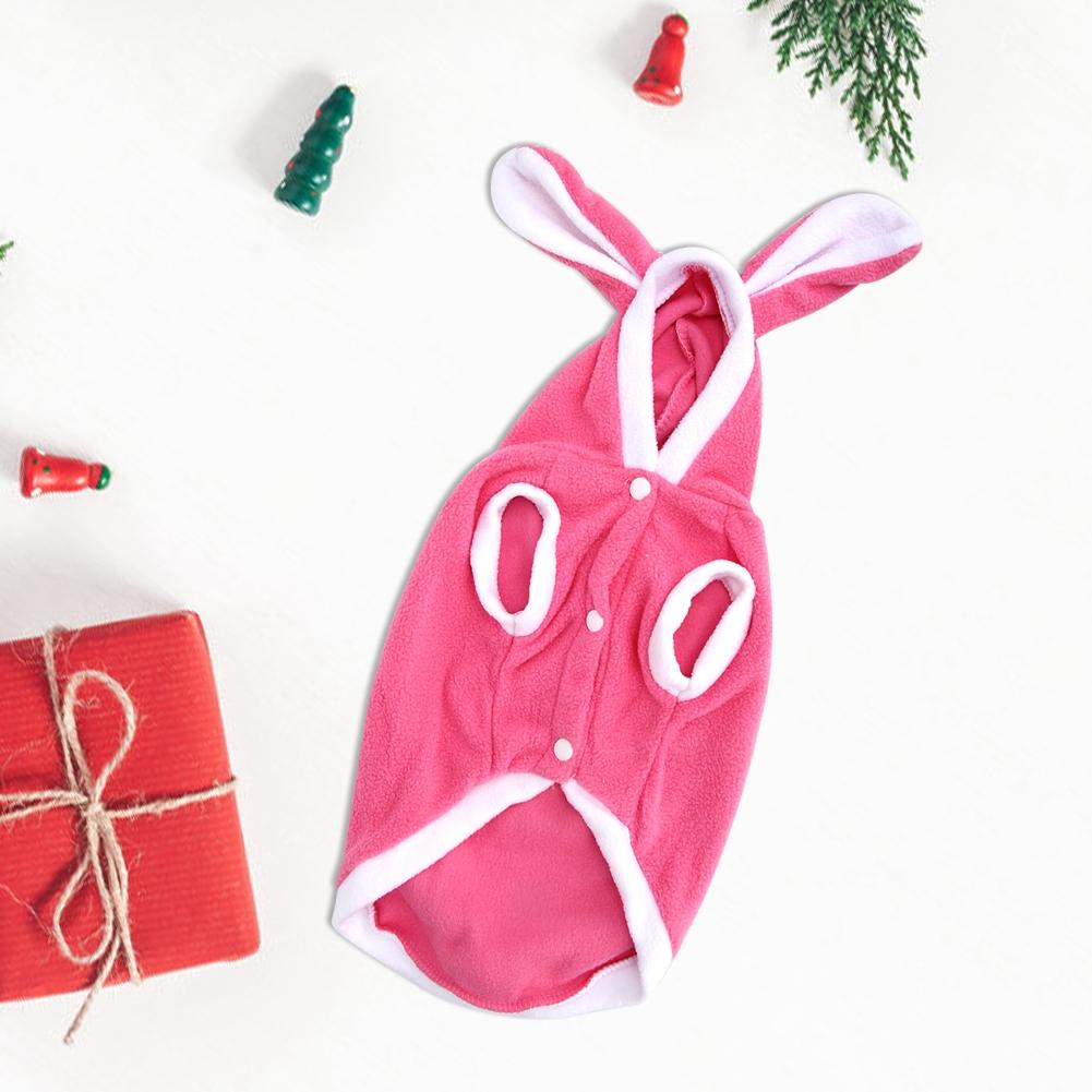Warm Cute Rabbit Cloth Pet Winter Autumn Warm Hoodie Costumes Clothes for Dogs Cats(Pink M)