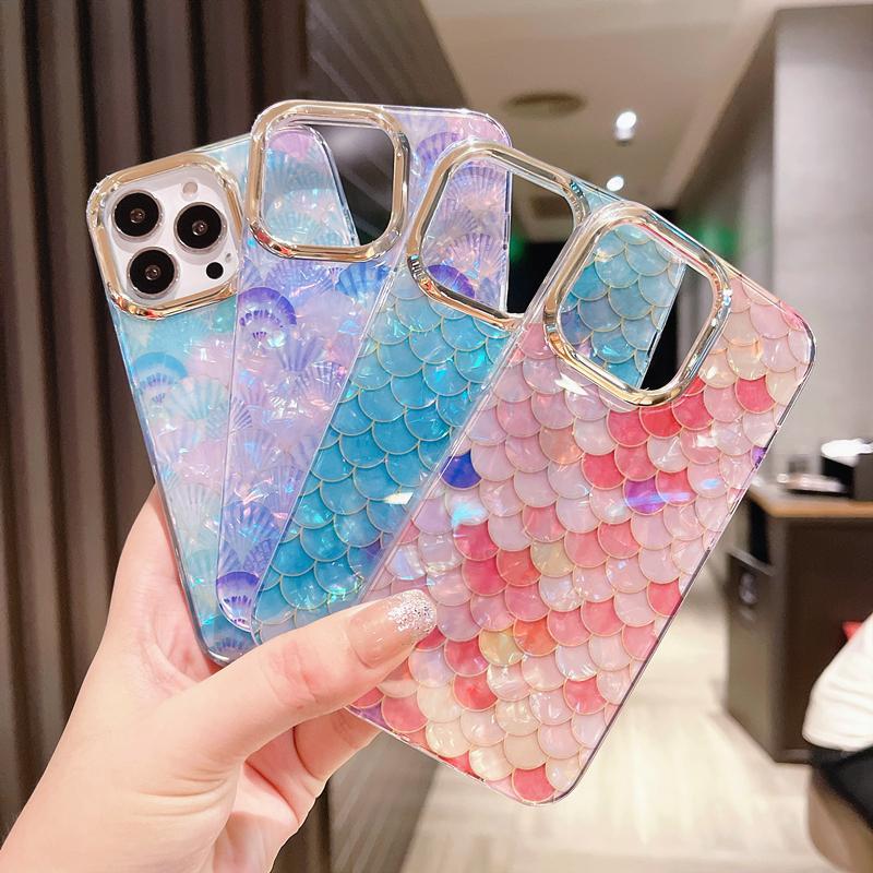 Luxury Rainbow Shell Glitter Phone Case For iPhone 11 12 13 14 15 Pro Max XS X XR 7 8 Plus SE Leopard Print Shockproof Cover