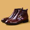 Autumn and Winter Martin Boots Men's Genuine Leather Crocodile Pattern High Top Cowhide Zipper Leather Boots
