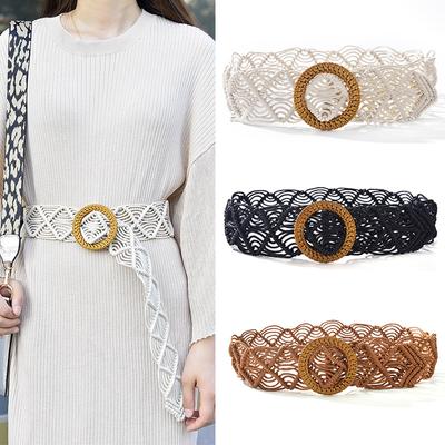 Retro Wax Rope Woven Women'S Skirt Coat Belt Hand-Woven Ethnic Style Super Wide Waist Seal Decorative Belt