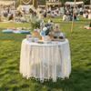 Embroidered Lace Tablecloth Dust-Proof French Table Cover Decor  Living Room