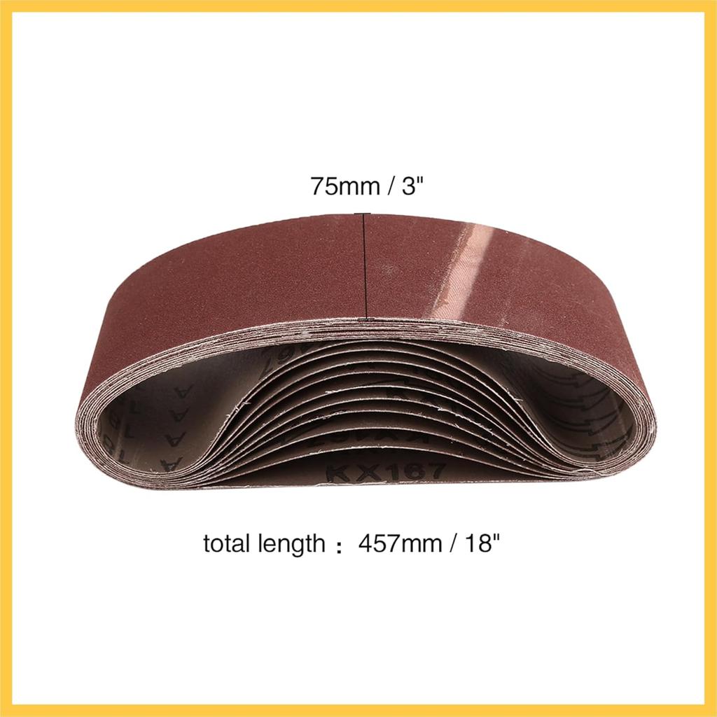 3 x 18 Inch Sanding Belts 180 Grit Aluminum Oxide Sanding Belt Sandpaper for Portable Belt Sander 10 Pcs Auto Replacement Parts