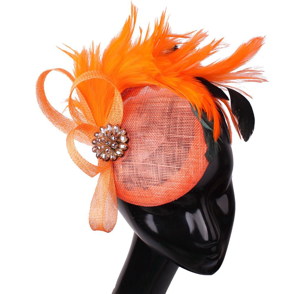 Linen Ladies Wedding Banquet Linen Hat New Top Hat Feather Shaped Bridal Top Hat