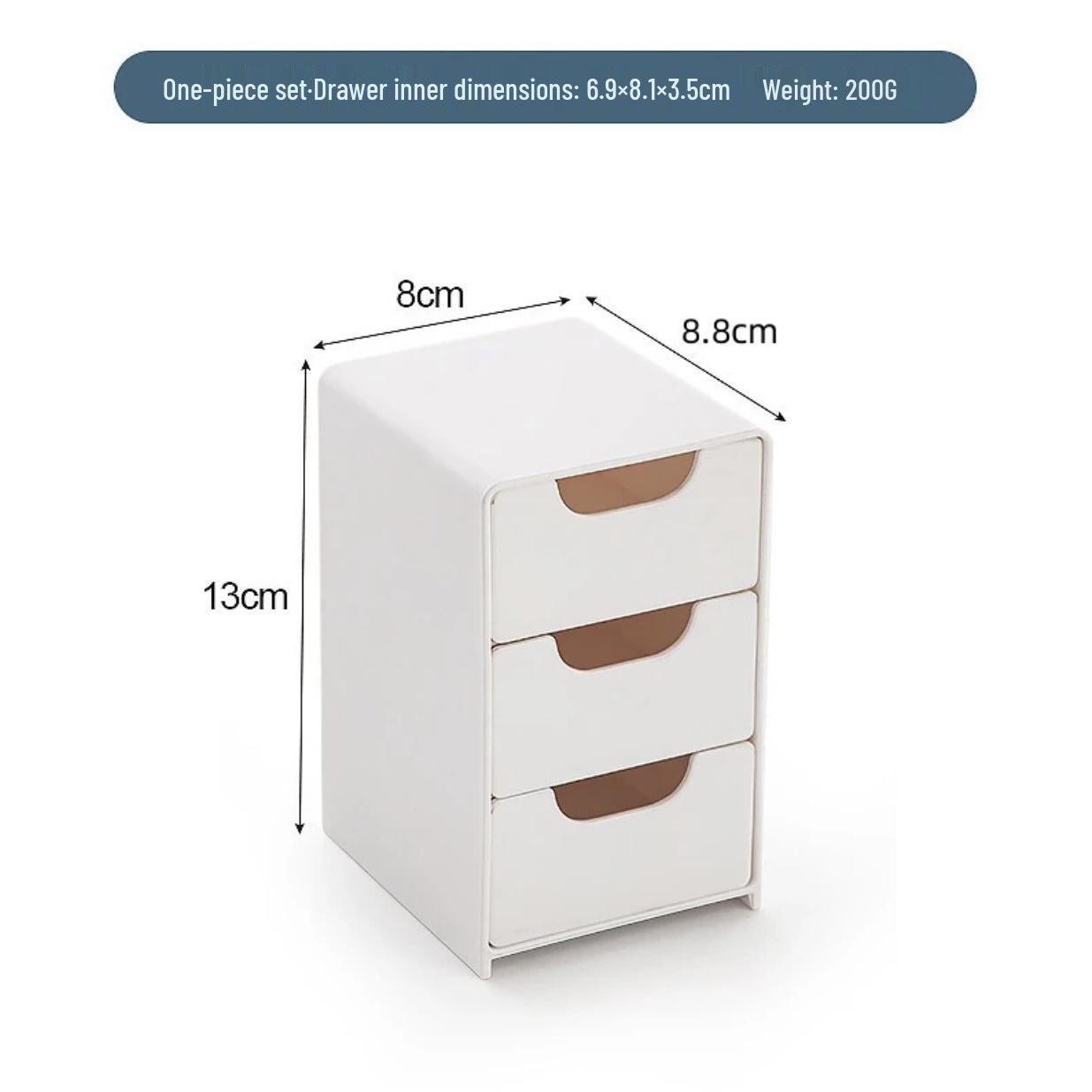 

Three-Layer White Drawer Storage Box with Transparent Dustproof Flip Cover for Cosmetics Pure White
