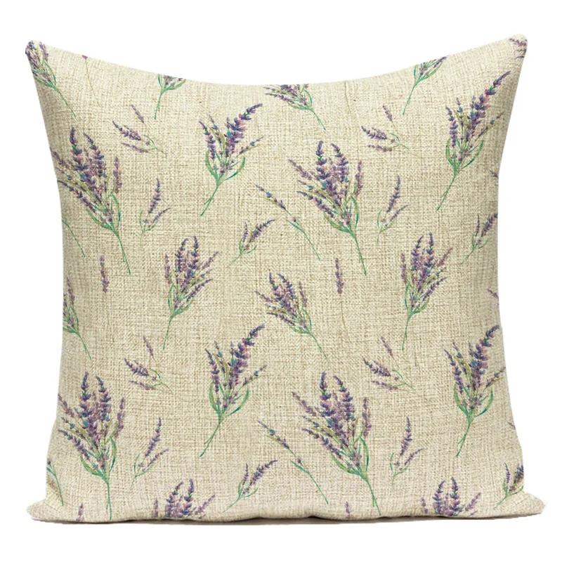 Polyester Decorative Throw Pillows Case Red Rose Purple Lavender Pillow Cover Flower Cushion Cover For Sofa Home Living Room