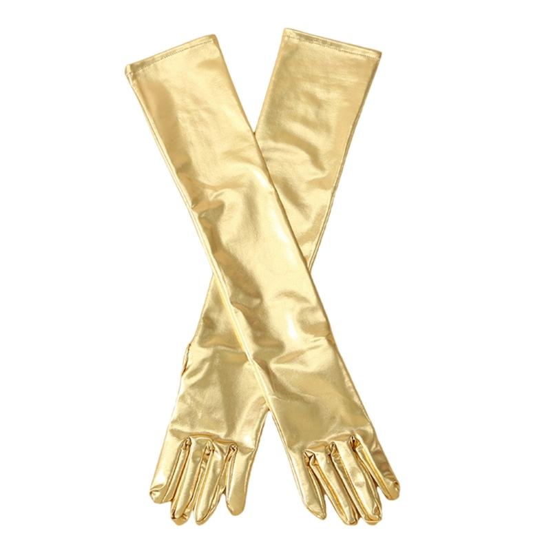

Металлические перчатки для ночного клуба, танцевальные перчатки, аксессуары для рождественской вечеринки, эластичные перчатки с полными пальцами для концерта или оперы. золотой
