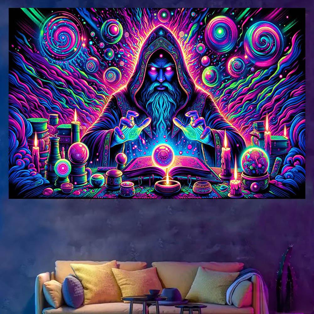 Halloween Wizard Tapestry Crystal Ball Fantasy Living Room Theme Magic-Themed Party Room Decor