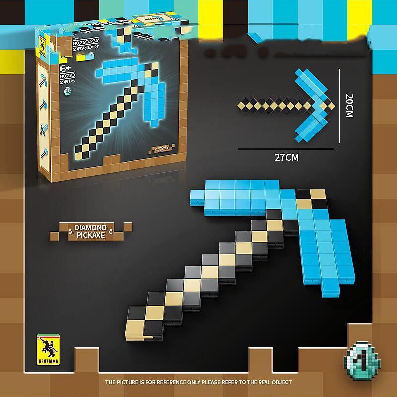 Kids World Bow Arrow Diamond Sword Pickaxe Axe Building Blocks Toy Game Weapon Props for Boys