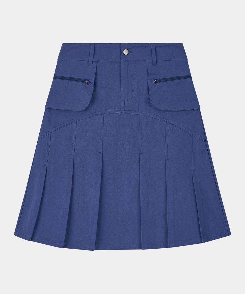 Haisan Wing Pocket Pleated Skirt Blue