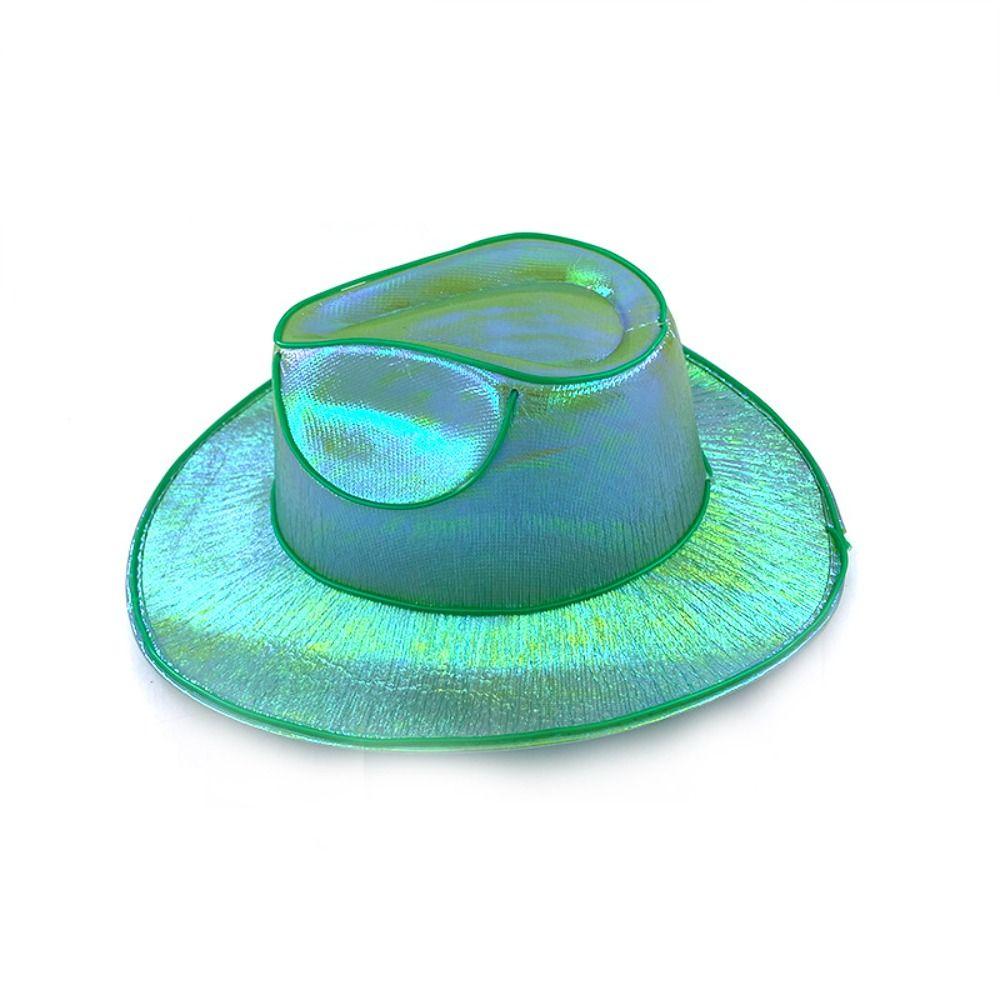 Pearlescent Neon Halloween Hats Colorful Western Cowboy Hat LED Luminous Cowboy Hat  NightClub