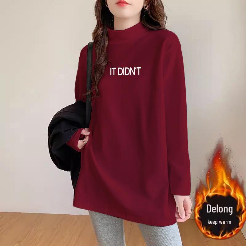 

Женский серый велюровый топ с длинными рукавами и полувысоким воротником для базового слоя Small