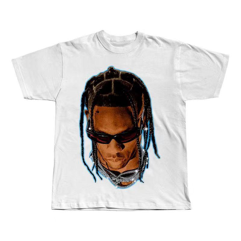 

Retro Loose Letter Portrait Printed T-shirt for Men Y2k Hiphop Harajuku Oversized Ghetto Short Sleeved Women Graphic T Shirts 4XL