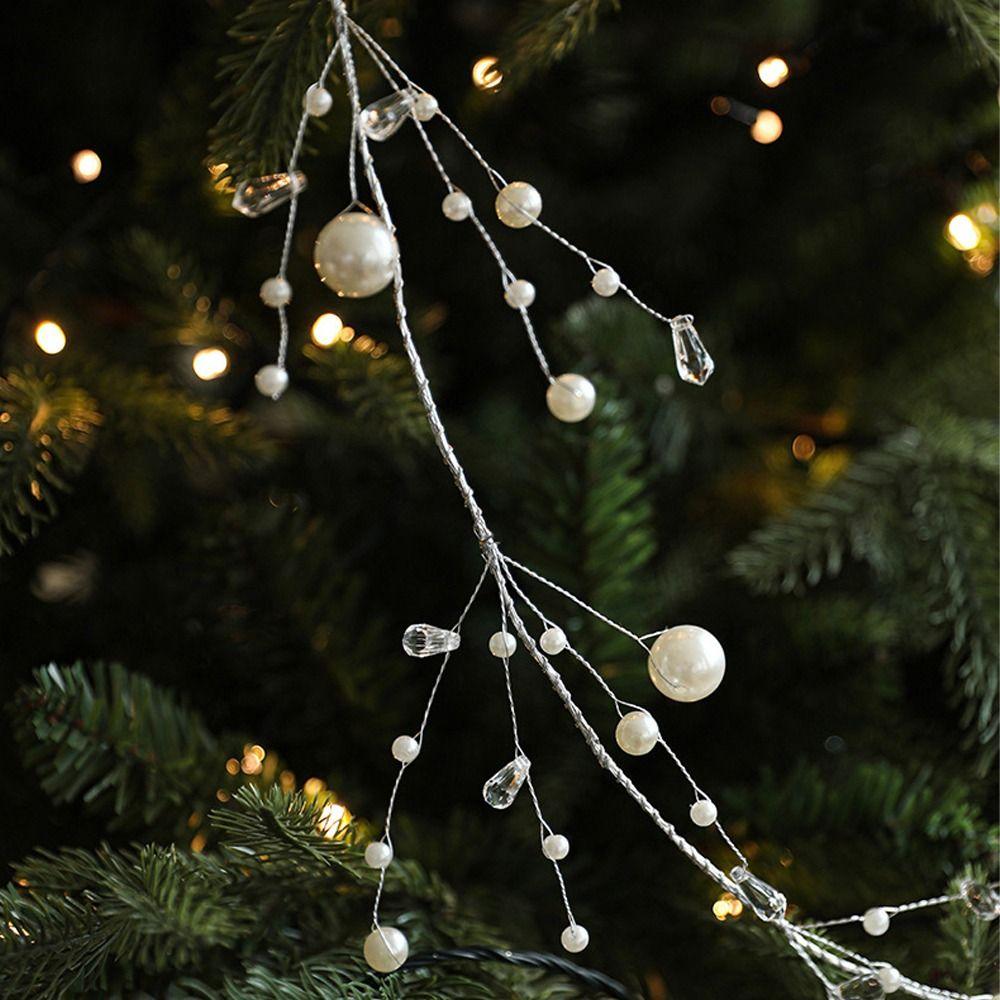 Artificial Christmas Tree Beads Chain Clear Fishing Line Pearls Chain  Party Favors