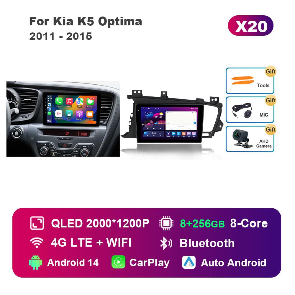 Bluetooth WiFi Navigation GPS for Kia K5 Optima 2011 - 2015 Android 14 Car Video Multimedia Player Split Screen 4G Auto Tools