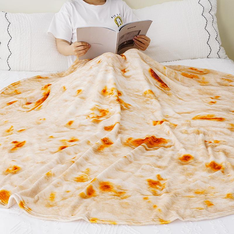 Battilo Tortilla Blanket Funny Food Throw Blankets For Bed Sofa Soft Flannel Bedspread Warm Round Blanket Bed Plaid Decor
