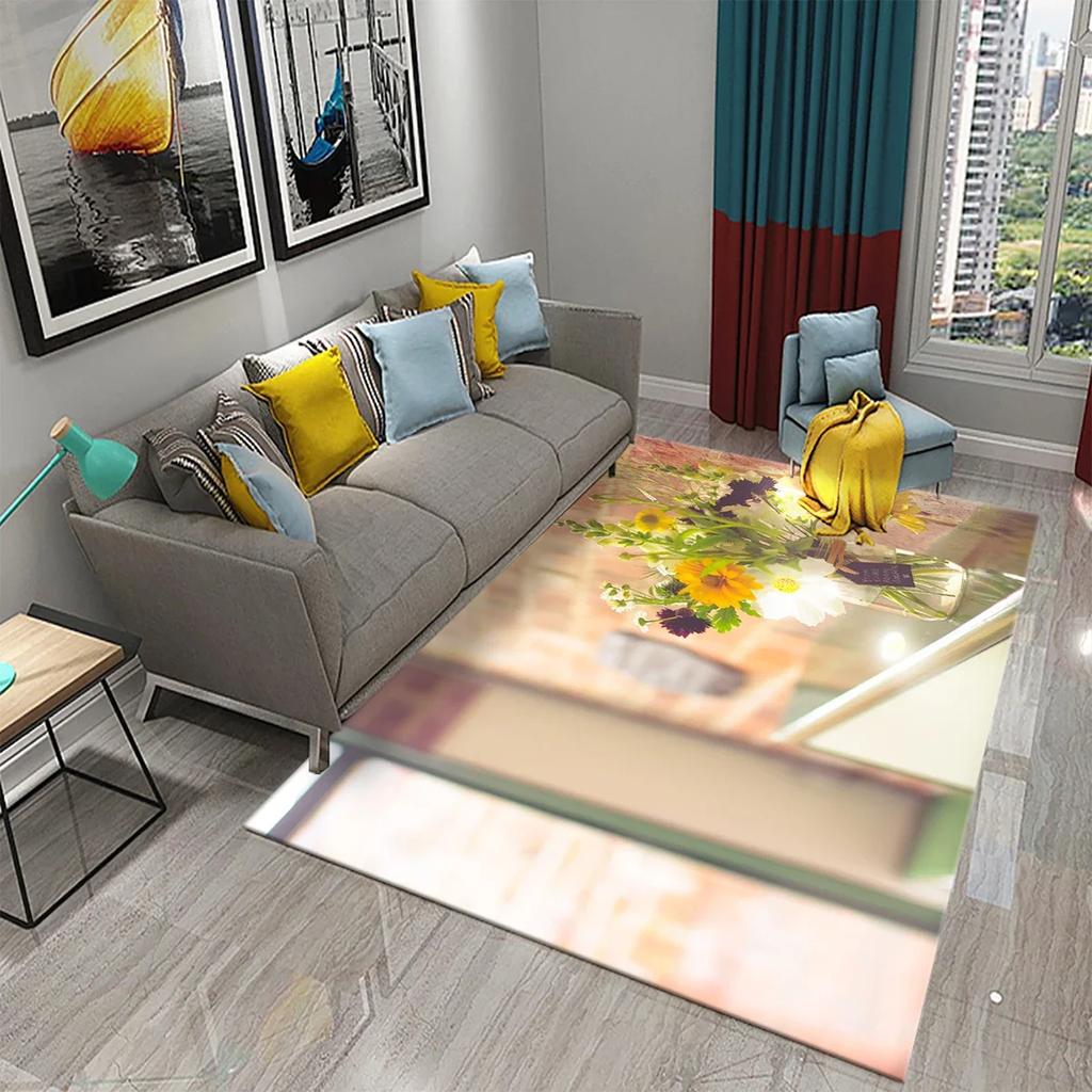 3D Flowers In The Morning Light Carpet for Kids Play Crawling Mat Boys Girl Bedroom Bedside Decor Floor Rug Living Room Carpet