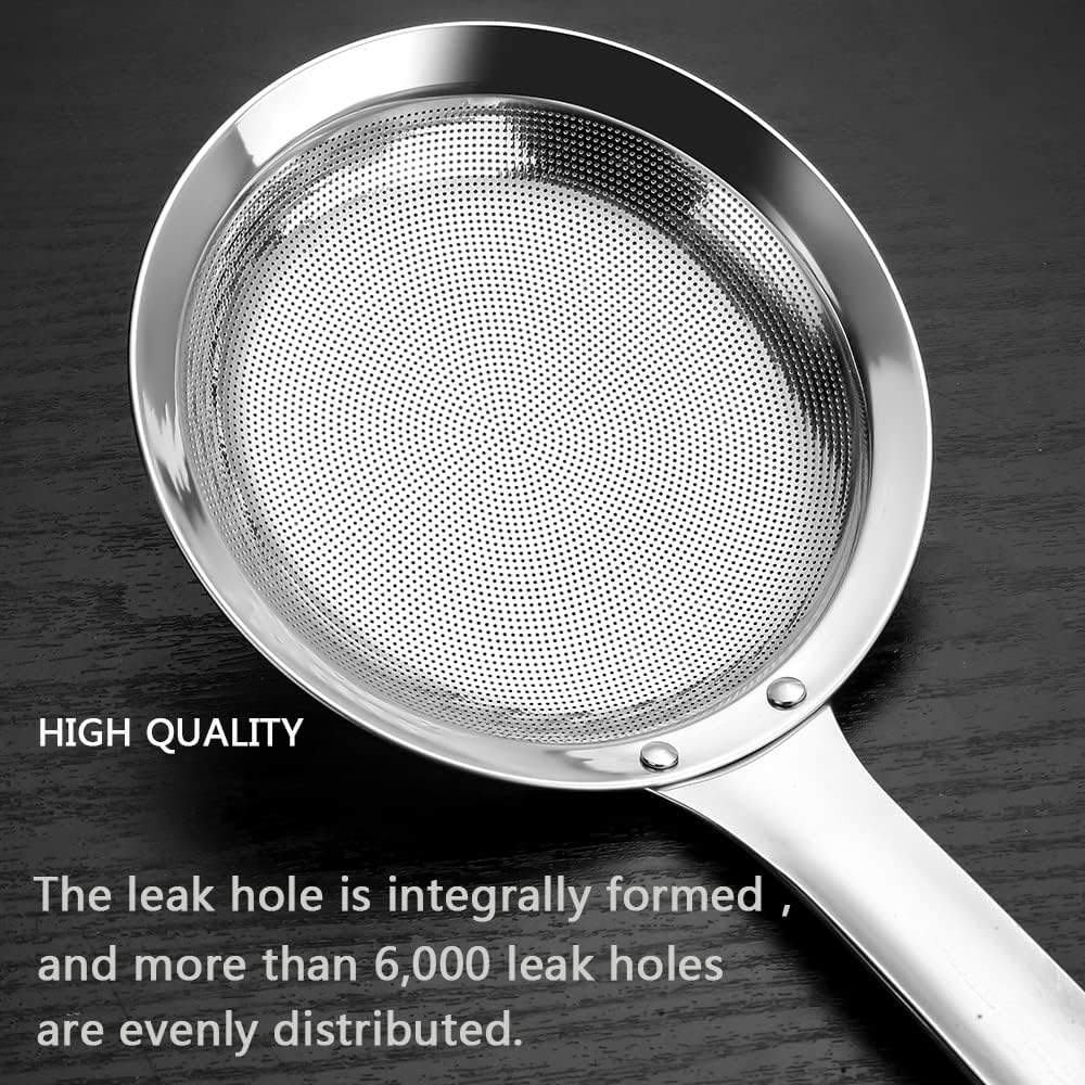 Sieve Fine Mesh Strainer Set Stainless Steel Metal Flat Cooking Skimmer Ladle Colander With Handle Food Strainer Kitchen Tools For Kitchen Baking Oil