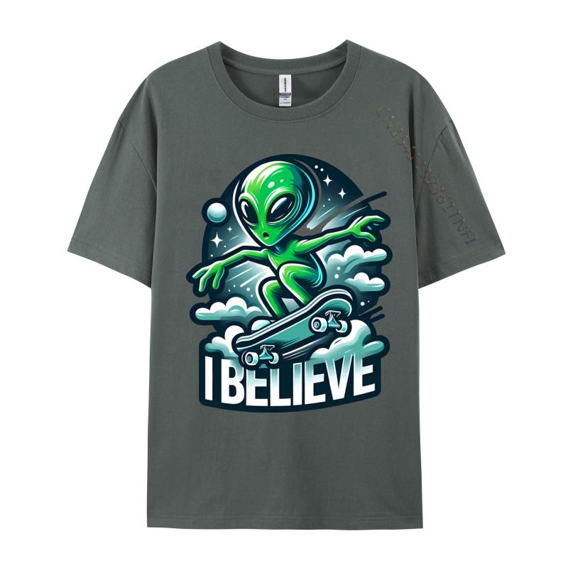 I Believe Skater Alien T Shirts Company Tops Shirts Pure Cotton Tees Anime Printed Tshirts Funny Shirts