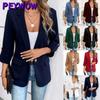 Jaquetas e casacos femininos vintage casual cor sólida estampa outono inverno manga comprida gola polo
