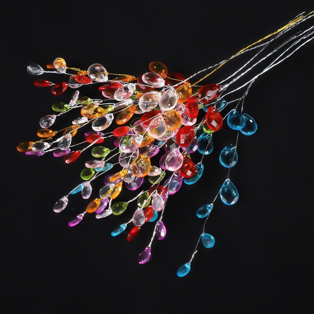 50 STÜCKE Braut Tiara Kristall Knospenzweige Hochzeitsfeier Kristallblume Künstlicher Strauß Weiß