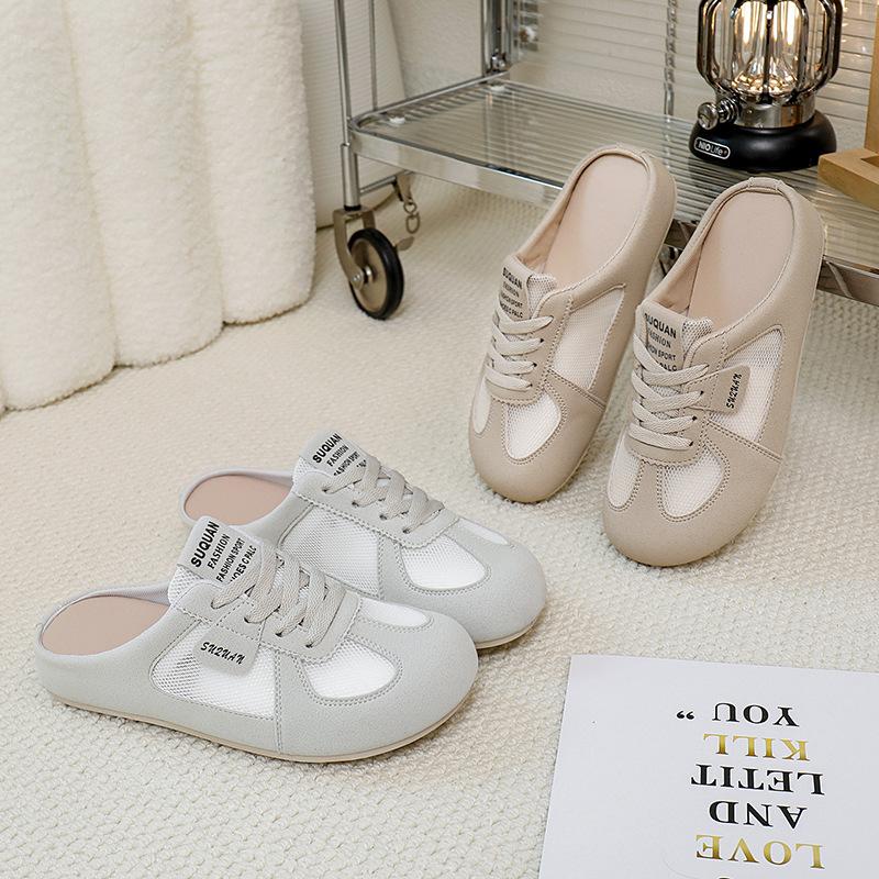 Summer New Women Mules Slippers Original Women Mesh Breathable Foot Clogs Sandals Outdoor Female Baotou Half Slipper Woman Shoes